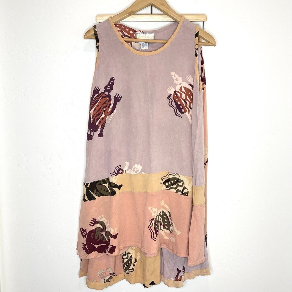 Kusnadi New York Tunic Tank Top Midi Skirt Set Womens Medium Tribal Print